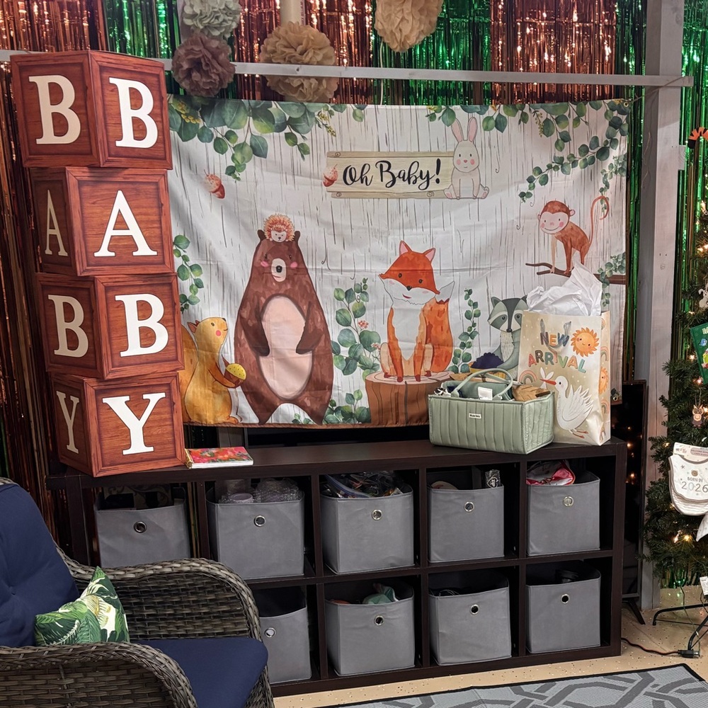 Woodland Baby shower theme Blocks 2 woodland welcome baby banners & advice cards